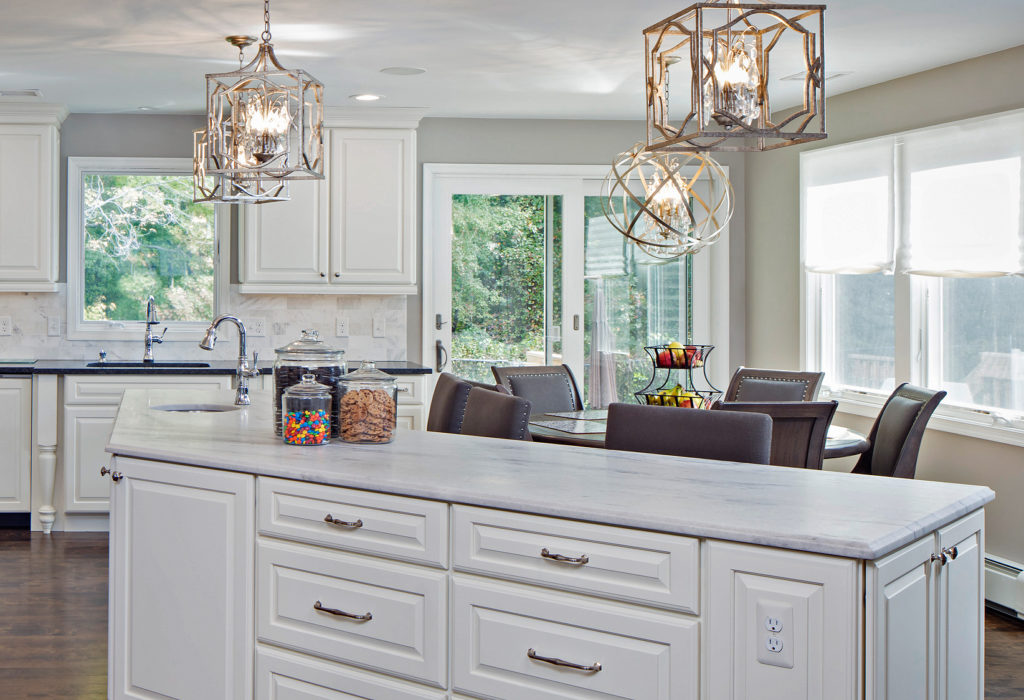 white kitchen with large windows