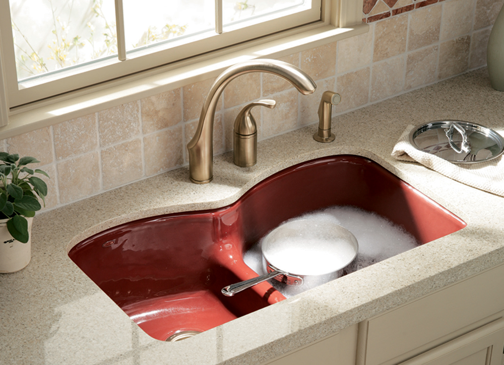 Red kitchen sink